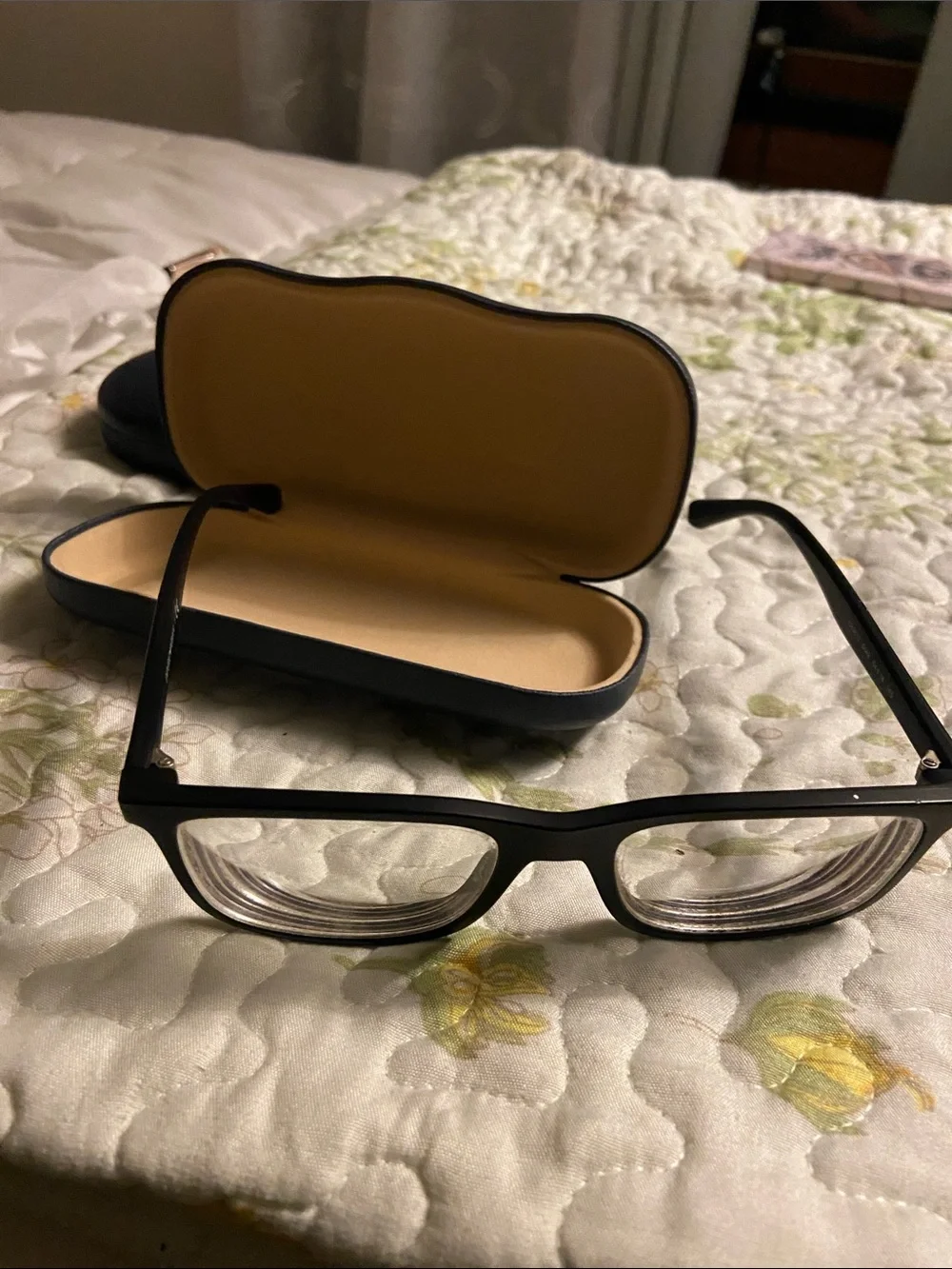 Emporio Armani Black & Gold Logo Rectangle Glasses